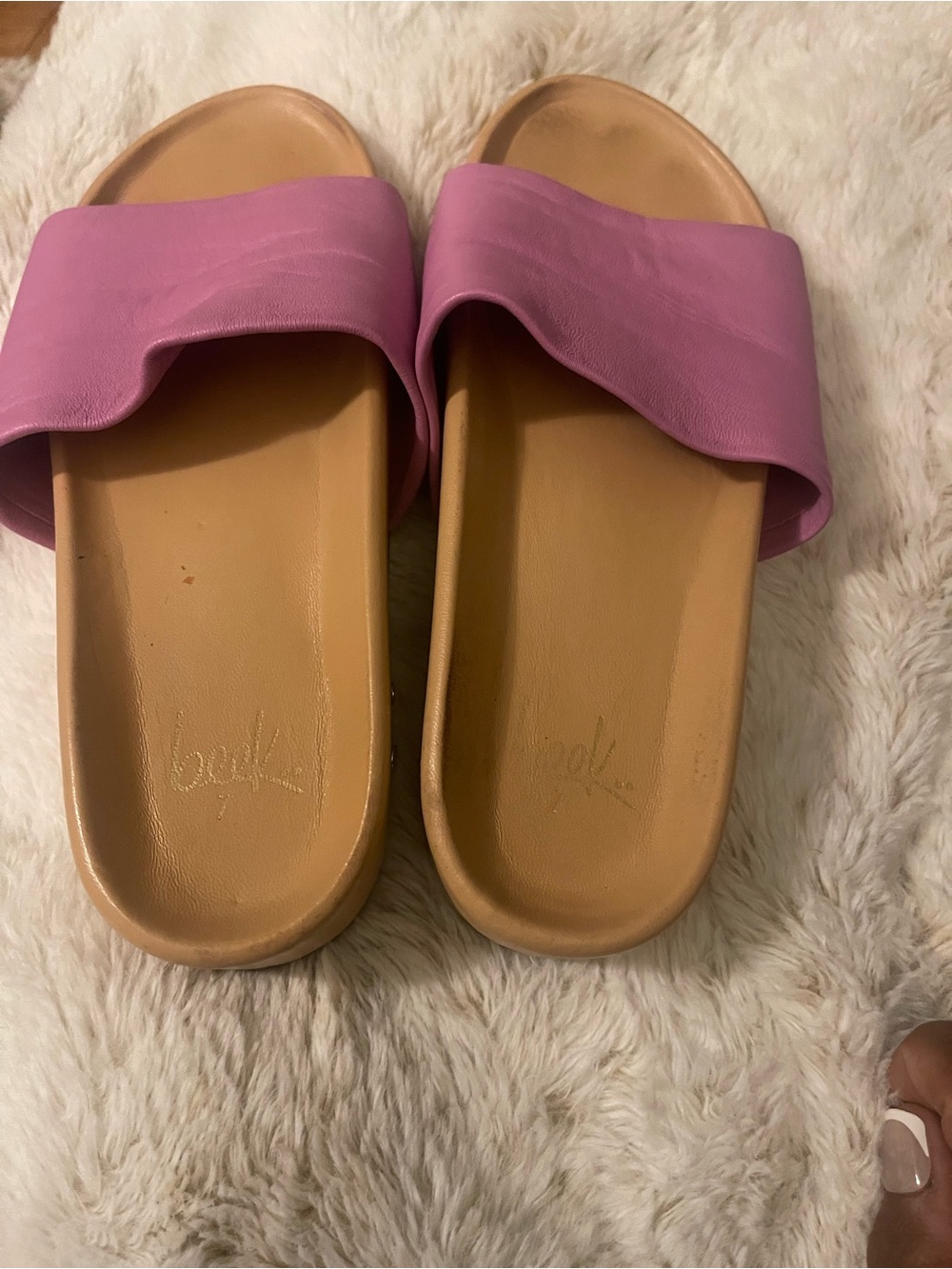 Beek Pink Leather Slide Sandals | Comfort Platform Slides | Size 7 - Picture 6 of 7